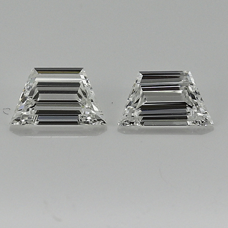0.72 cttw Pair of Trapezoid Step Cut Natural Diamonds : E / VS1