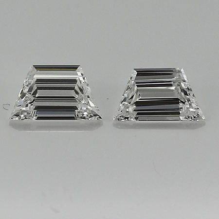 0.72 cttw Pair of Trapezoid Step Cut Diamonds : E / VS1