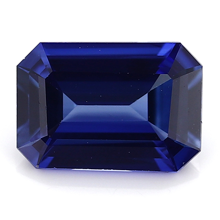0.96 ct Emerald Cut Blue Sapphire : Rich Royal Blue