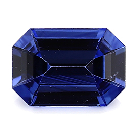 0.67 ct Emerald Cut Blue Sapphire : Deep Rich Blue