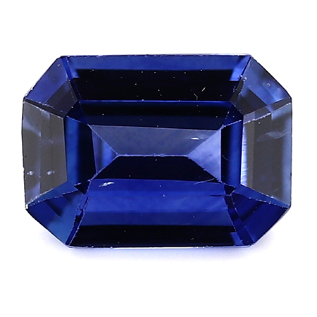 0.83 ct Emerald Cut Blue Sapphire : Rich Royal Blue