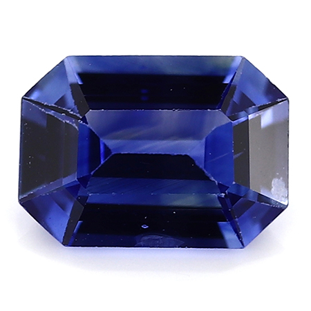 0.88 ct Emerald Cut Blue Sapphire : Fine Royal Blue