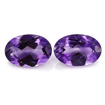 0.80 cttw Purple Pair of Oval Natural Amethysts