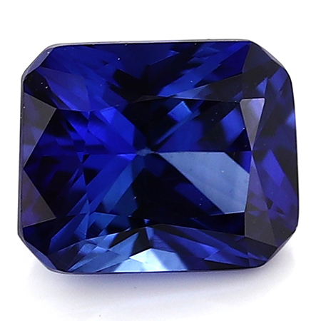 0.72 ct Emerald Cut Blue Sapphire : Deep Royal Blue