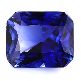 0.86 ct Emerald Cut Blue Sapphire : Rich Royal Blue
