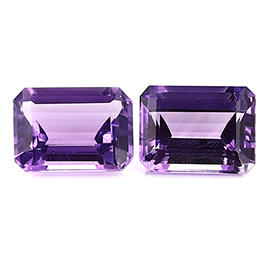 23.87 cttw Pair of Emerald Cut Amethysts : Rich Purple