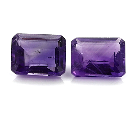 5.78 cttw Intense Purple Pair of Emerald Cut Natural Amethysts