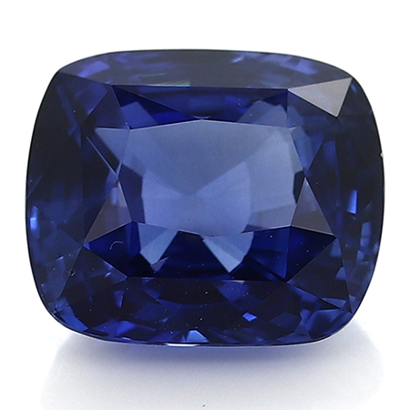 4.11 ct Cushion Cut Blue Sapphire : Deep Rich Blue