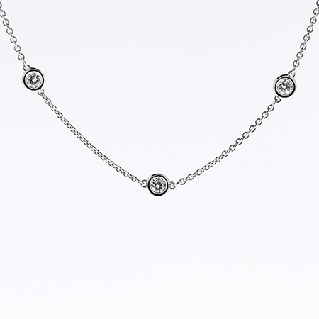 14K White Gold Multi Stone by the Yard Necklace : 0.90 cttw Diamonds
