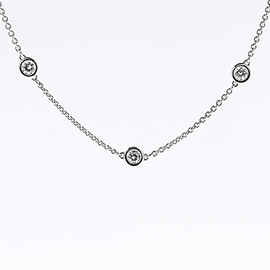 14K White Gold Multi Stone by the Yard Necklace : 0.90 cttw Diamonds