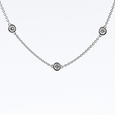 14K White Gold Multi Stone by the Yard Necklace : 0.45 cttw Diamonds