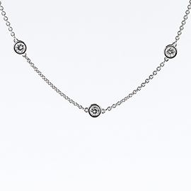 14K White Gold Multi Stone by the Yard Necklace : 0.45 cttw Diamonds