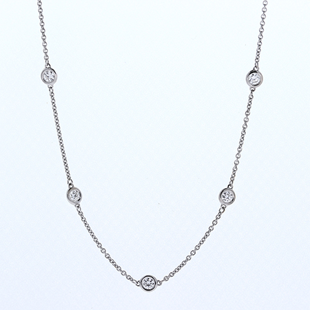 18K White Gold  Diamond by the Yard Necklace : 0.50 cttw Diamonds