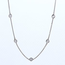 18K White Gold  Diamond by the Yard Necklace : 0.50 cttw Diamonds