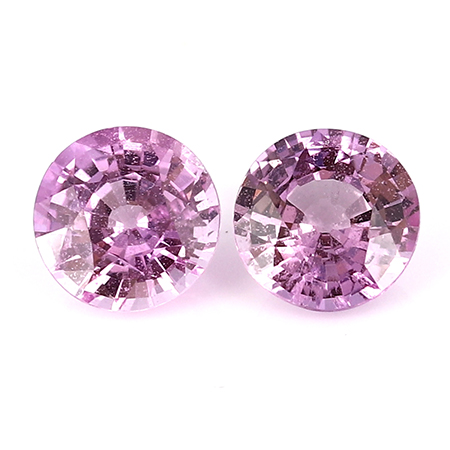 2.17 cttw Pair of Round Sapphires : Rich Pink