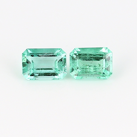 0.42 cttw Fine Green Pair of Natural Emerald Cut Natural Emeralds