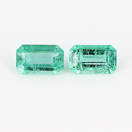0.51 cttw Fine Green Pair of Natural Emerald Cut Natural Emeralds