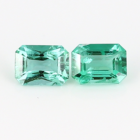 0.38 cttw Pair of Emerald Cut Emeralds : Fine Green