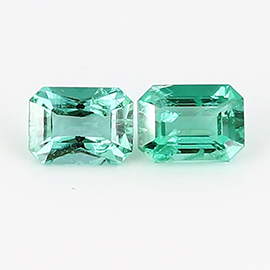 0.38 cttw Pair of Emerald Cut Emeralds : Fine Green