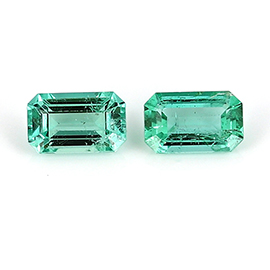 0.45 cttw Pair of Emerald Cut Emeralds : Fine Green