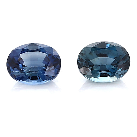 0.90 cttw Pair of Oval Sapphires : Fine Navy Blue