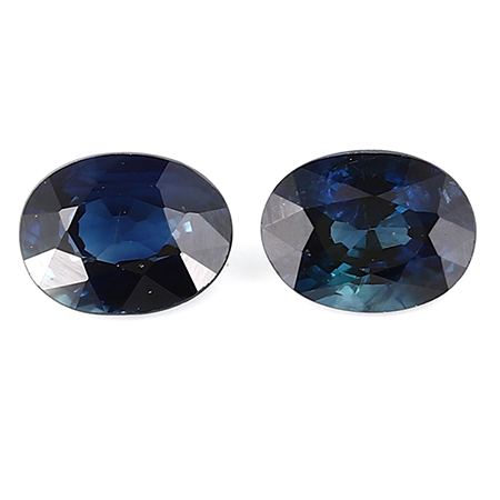 0.50 cttw Pair of Oval Blue Sapphires : Deep Rich Blue