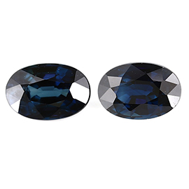 1.45 cttw Pair of Oval Blue Sapphires : Deep Darkish Blue