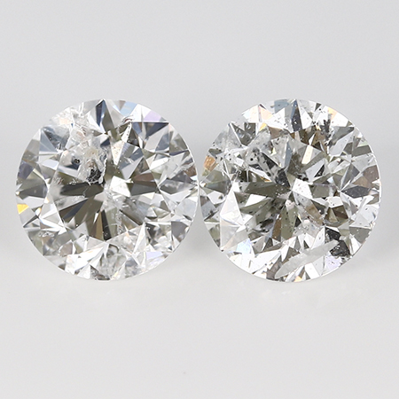 3.05 cttw Pair of Round Diamonds : F / I1