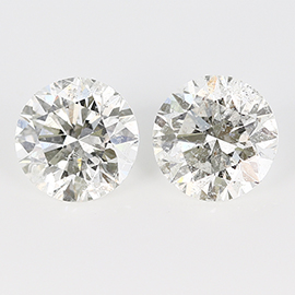 3.32 cttw Pair of Round Natural Diamonds : H / I1