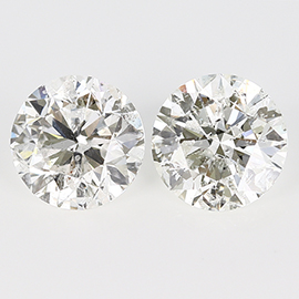 3.49 cttw Pair of Round Natural Diamonds : H / I1