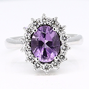 14K White Gold 2.00cttw Amethyst & Diamond Ring