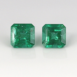 1.35 cttw Pair of Emerald Cut Emeralds : Deep Rich Green
