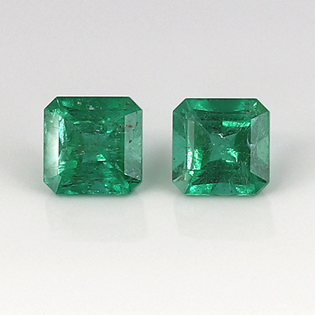 1.35 cttw Pair of Emerald Cut Emeralds : Deep Rich Green