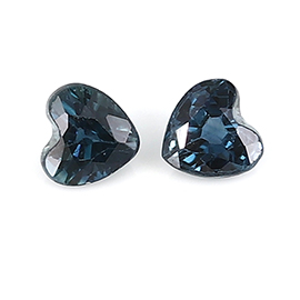 0.30 cttw Pair of Heart Shape Blue Sapphires : Rich Darkish Blue