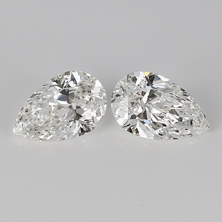 1.41 cttw Pair of Pear Shape Diamonds : G / SI1