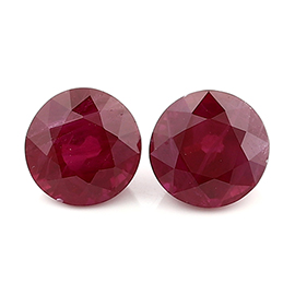 2.10 cttw Rich Red Pair of Round Rubies