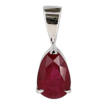 18K White Gold Solitaire Pendant : 1.50 cttw Ruby