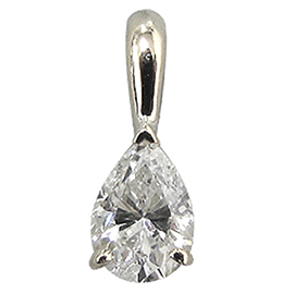 14K White Gold Solitaire Pendant : 0.50 ct. Pear Shape Diamond