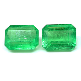18.31 cttw Fine Grass Green Pair of Natural Emerald Cut Natural Emeralds