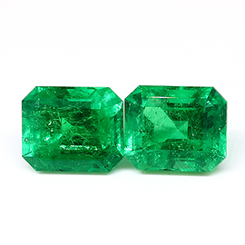 12.25 cttw Rich Green Pair of Natural Emerald Cut Natural Emeralds