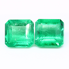 5.42 cttw Rich Grass Green Pair of Natural Emerald Cut Natural Emeralds