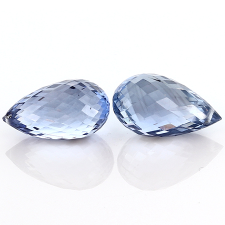 7.47 cttw Pair of Briolette Blue Sapphires : Fine Blue