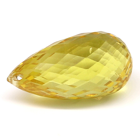 3.48 ct Briolette Yellow Sapphire : Yellowish Orange