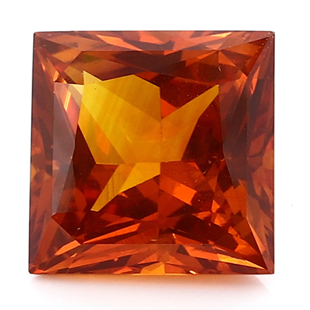 9.04 ct Princess Cut Sapphire : Deep Rich Orange