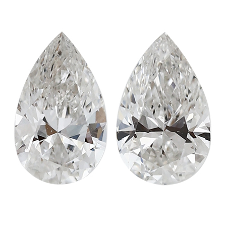 0.65 cttw Pair of Pear Shape Natural Diamonds : F / VS1
