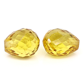 2.20 cttw Pair of Briolette Yellow Sapphires : Deep Rich Yellow