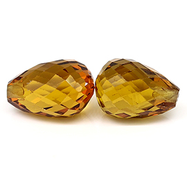 5.17 cttw Pair of Briolette Yellow Sapphires : Deep Darkish Yellow