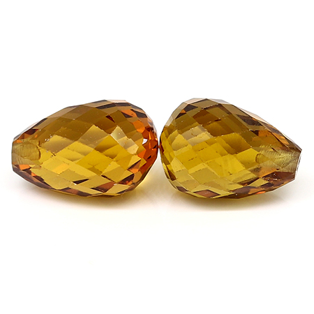 5.17 cttw Deep Darkish Yellow Pair of Briolette Natural Yellow Sapphires