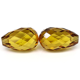 4.43 cttw Pair of Briolette Yellow Sapphires : Deep Darkish Yellow