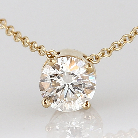 18K Yellow Gold Solitaire Pendant : 0.50 cttw Diamond